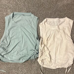 lululemon athletica Light Blue and White Tank Tops